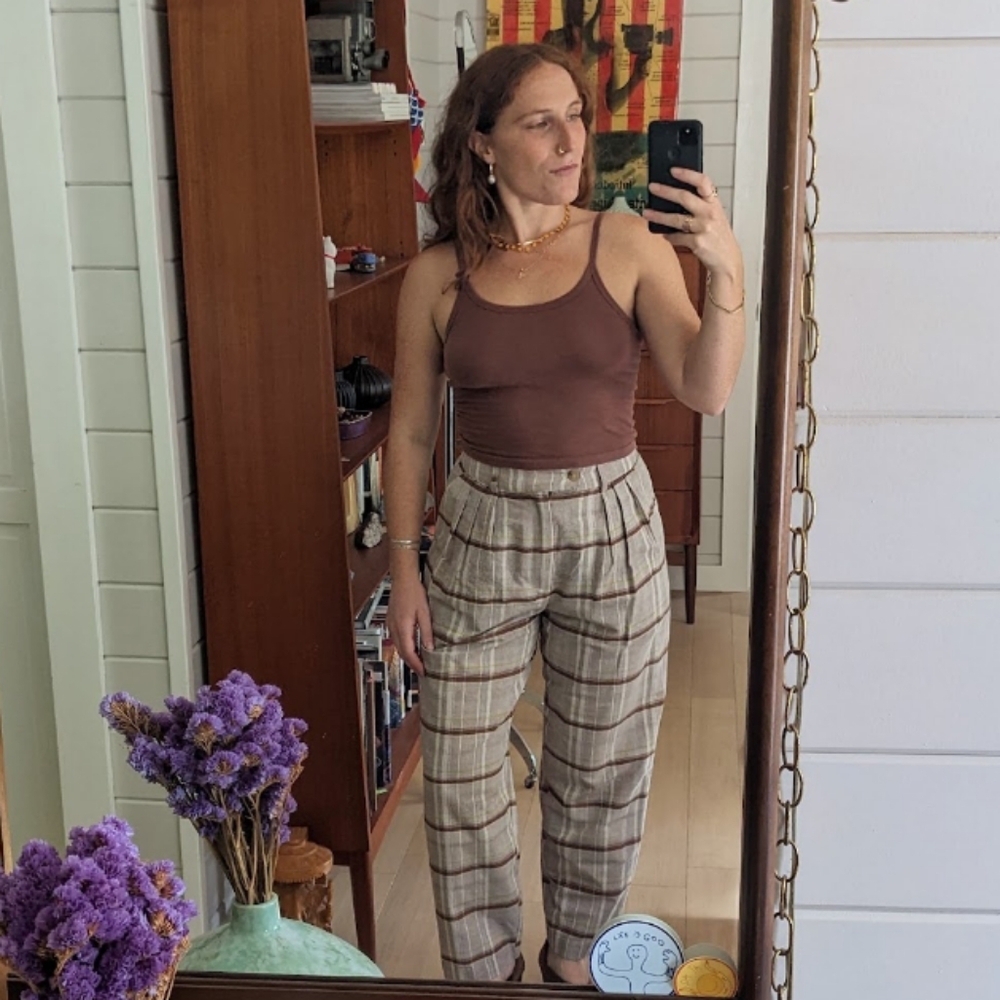 Plaid Sol Trouser by Nikki Chasin size 2 Silk